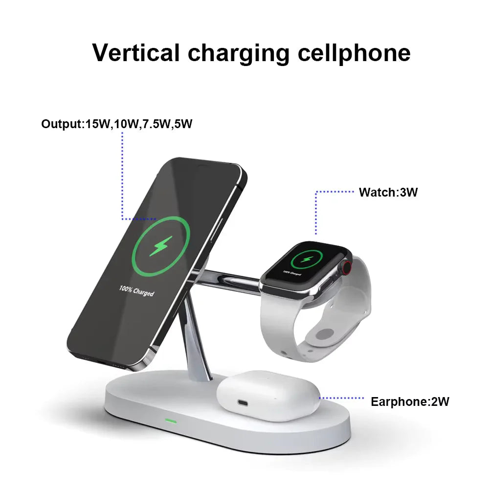 3-In-1 Wireless Charging Station for Smartphone Smartwatch and Earbuds with Night Light