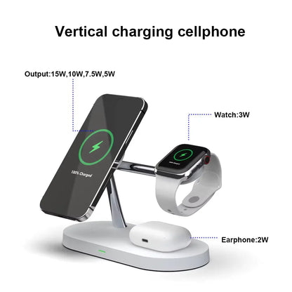 3-In-1 Wireless Charging Station for Smartphone Smartwatch and Earbuds with Night Light