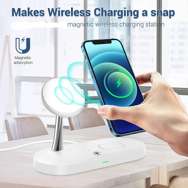 3-In-1 Wireless Charging Station for Smartphone Smartwatch and Earbuds with Night Light