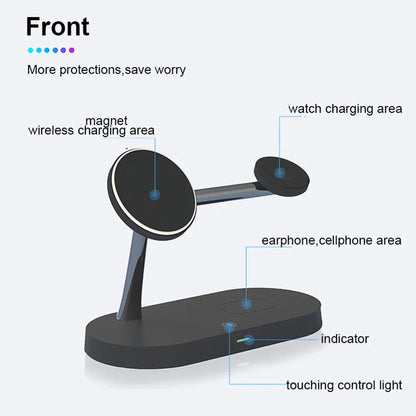3-In-1 Wireless Charging Station for Smartphone Smartwatch and Earbuds with Night Light