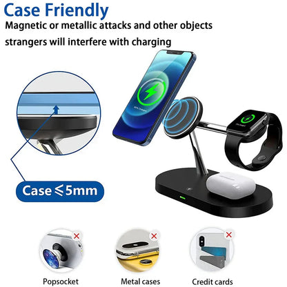 3-In-1 Wireless Charging Station for Smartphone Smartwatch and Earbuds with Night Light